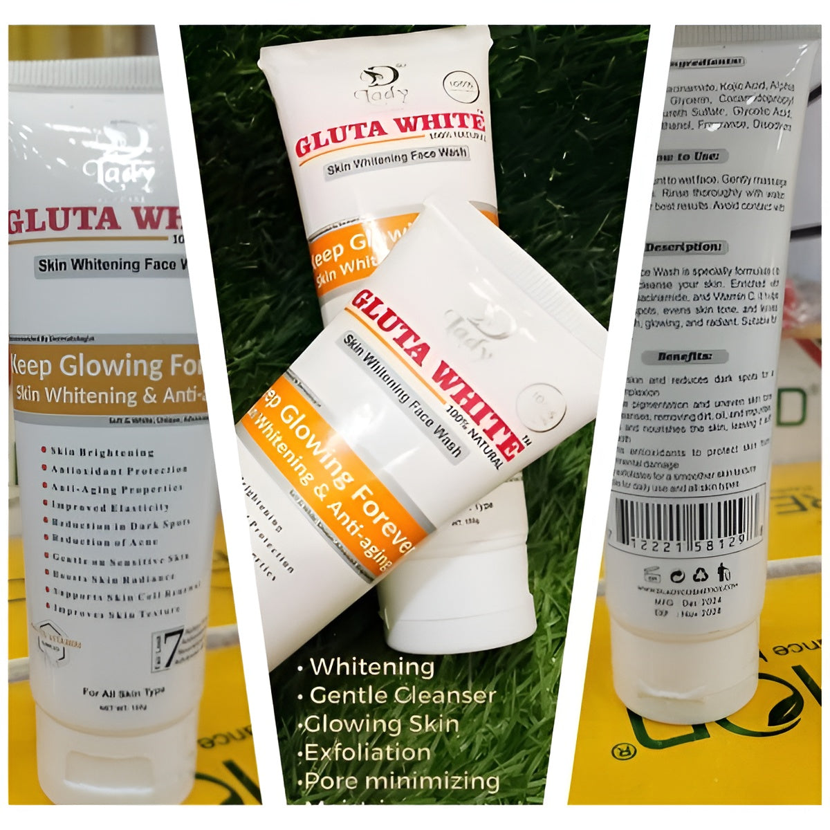 Gluta White Face Wash | Skin Brightening + Anti-Aging Cleanser 100g